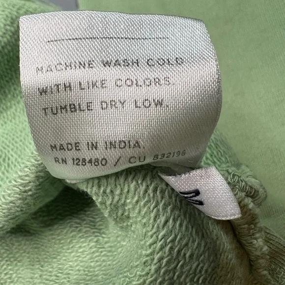 Pact Organic Cotton Green Cropped Sweatshirt, Womens M, Raw Hem Casual Cozy - Picture 4 of 8